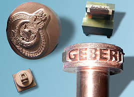 Messingstempel und Elektroden